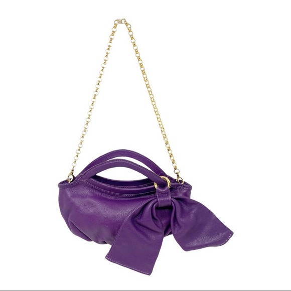 Sofia C Handbags - Sofia C purple leather chain shoulderbag made in Italy
